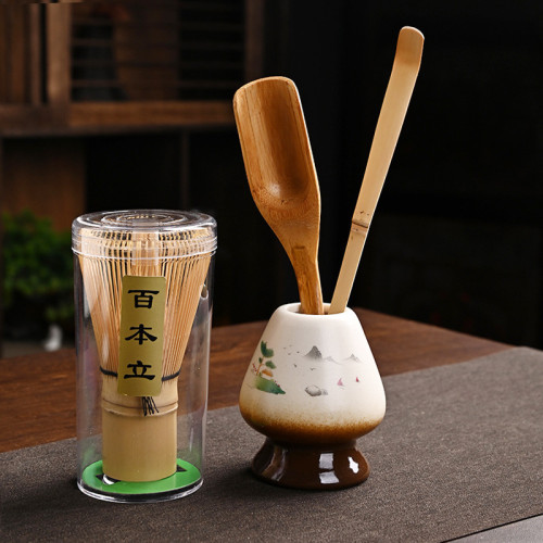 抹茶套裝茶筅立百本立茶勺茶撥竹子配件三四件套點茶工具茶配