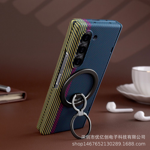 適用三星Zfold6磁吸凱夫拉支架手機殼芳綸纖維fold7