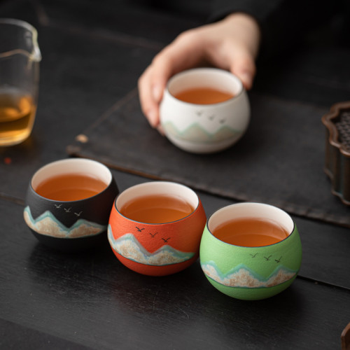 茶杯套裝2024新款陶瓷擺件家用單杯主人杯茶具伴手禮杯子禮盒禮品