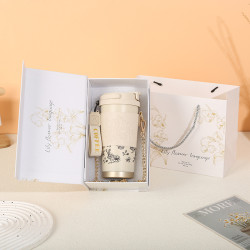新款鈴蘭花咖啡杯316不鏽鋼保溫杯高顔值男女生吸管杯可攜式禮品杯