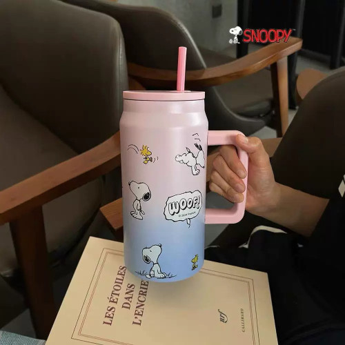 史努比保溫杯大毫升2025大容量吸管水杯不鏽鋼學生保溫杯高顔值