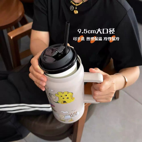 史努比保溫杯大毫升2025大容量吸管水杯不鏽鋼學生保溫杯高顔值