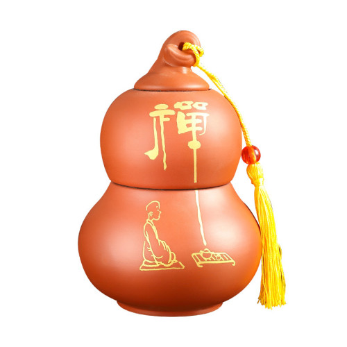 紫砂密封罐存儲罐茶葉罐陶瓷大號家用普洱茶花茶白茶散裝葫蘆罐