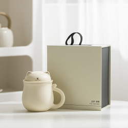 陶瓷杯子辦公室帶蓋泡茶杯 茶水分離個人專用過濾馬克杯製作lo