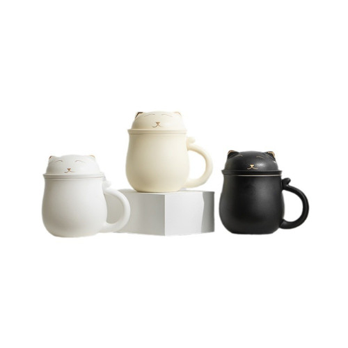 陶瓷杯子辦公室帶蓋泡茶杯 茶水分離個人專用過濾馬克杯製作lo