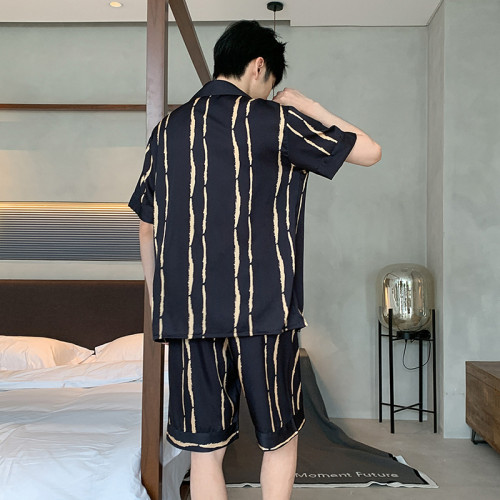 睡衣男士冰絲短袖夏季涼感大碼薄款夏款2025新款加肥加大B19-504