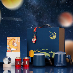 中秋國潮文創禮品陶瓷辦公杯套裝商務禮品活動實用銀行