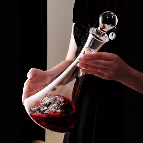瀑布藍山醒酒器高顔值水晶玻璃金山冰山底醒酒器酒店會所