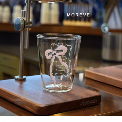蝴蝶結玻璃杯高硼矽法式透明馬克杯 可愛家用玻璃杯