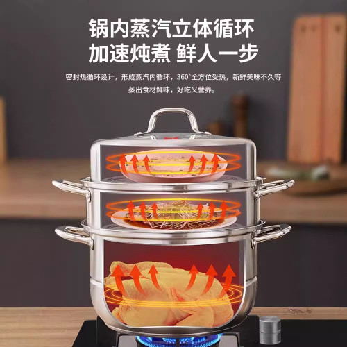 康巴赫蒸鍋家用不鏽鋼兩層三層加厚蒸籠蒸魚饅頭電磁爐瓦斯爐通用