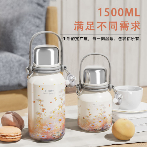 保溫杯大容量女學生2024新款高顔值316不鏽鋼水杯子水壺可攜式帶