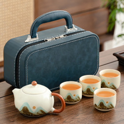 可攜式旅行茶具小套裝戶外包汝窰功夫茶具泡茶壺商務禮品