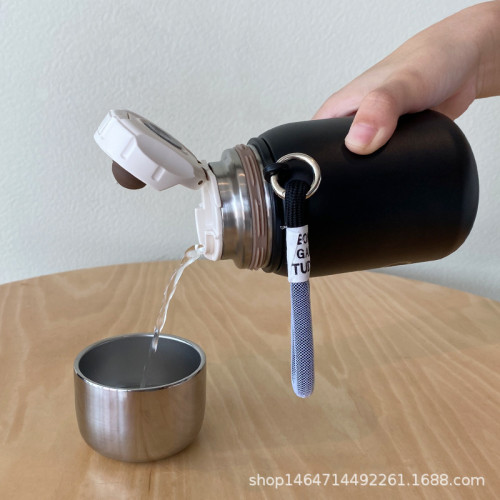 316不鏽鋼保溫杯男女士高級感磨砂杯大肚鋼蓋燜茶杯學生水杯可攜式