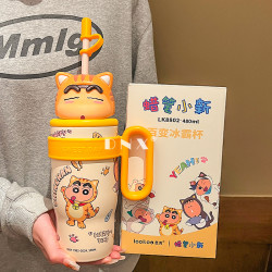 蠟筆小新大手柄水杯316不鏽鋼兒童保溫杯新款可愛大容量吸管桌面