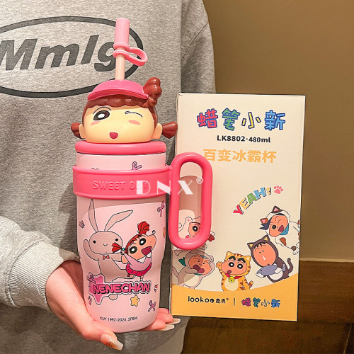 蠟筆小新大手柄水杯316不鏽鋼兒童保溫杯新款可愛大容量吸管桌面