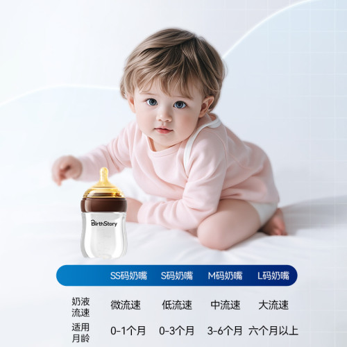 底部迴氣新生兒玻璃奶瓶嬰兒寬口徑防脹氣寶寶奶瓶初生0-3-6個月