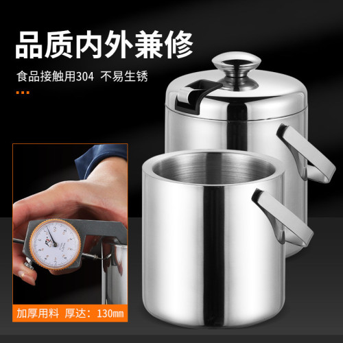 不鏽鋼304材質雙層KTV冰桶手提帶蓋啤酒香檳桶酒吧紅酒桶