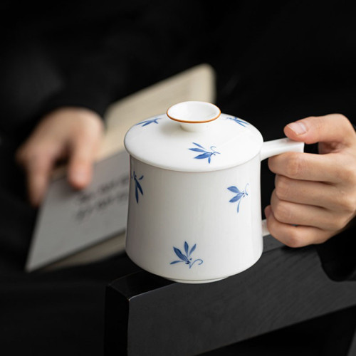 沭涵陶瓷茶杯個人專用辦公室馬克杯帶蓋德化白瓷水杯家用杯子