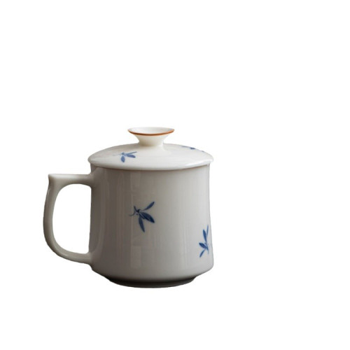 沭涵陶瓷茶杯個人專用辦公室馬克杯帶蓋德化白瓷水杯家用杯子