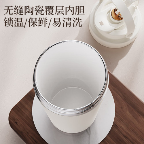 大容量高顔值雙飲陶瓷內膽保溫杯男女生可攜式帶吸管咖啡杯戶外隨行