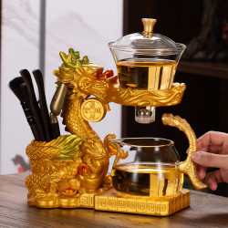 盛世金龍玻璃自動懶人茶具套裝家用功夫茶具用品分茶器一體式懶人
