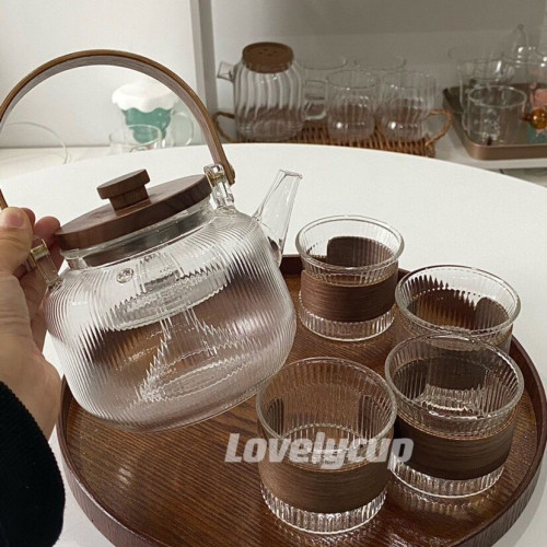 煮茶壺玻璃茶壺蒸煮一體提梁壺網紅圍爐玻璃壺耐熱高溫四代煮茶壺