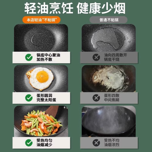 麥飯石不沾鍋炒菜鍋家用炒鍋電磁爐專用瓦斯爐瓦斯爐不沾鍋平底鍋