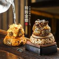 時來運轉茶玩招財金蟾旋轉茶寵可養變色茶具擺件精品高溫茶台茶盤