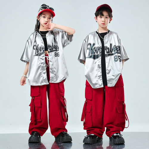 嘻哈風童裝潮牌街舞兒童潮服男童帥氣套裝hiphop炸街女童演出服