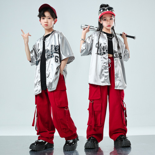 嘻哈風童裝潮牌街舞兒童潮服男童帥氣套裝hiphop炸街女童演出服