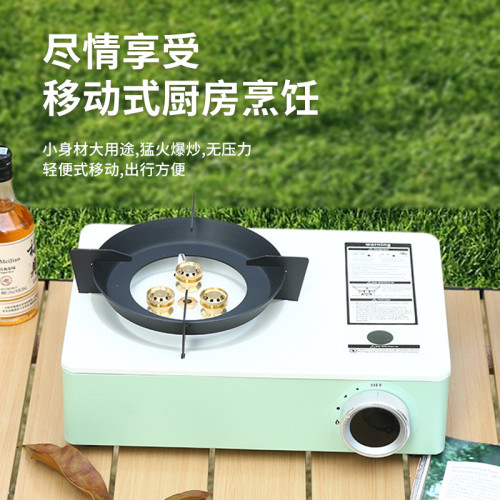 戶外露營三頭防風猛火爐可攜式瓦斯爐兩用卡式爐野餐瓦斯爐卡磁爐子