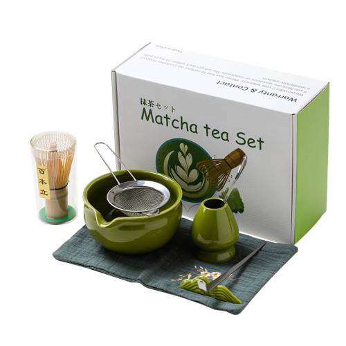 日式抹茶茶具套裝7件套粉色創意禮盒四件套茶筅百本立抹茶碗帶嘴
