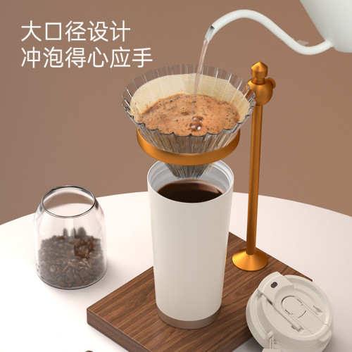 316不鏽鋼隨行雙飲杯可攜式咖啡杯高顔值子水杯陶瓷內膽保溫杯車用