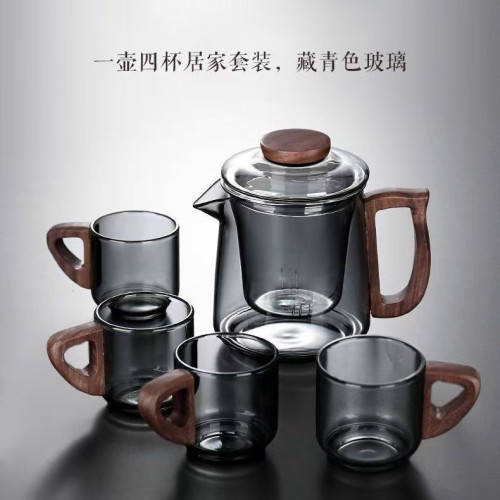 茶壺耐熱玻璃茶壺高硼矽茶壺帶把手茶壺