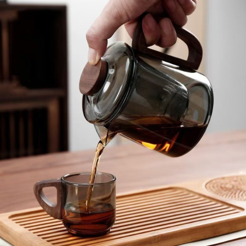 茶壺耐熱玻璃茶壺高硼矽茶壺帶把手茶壺