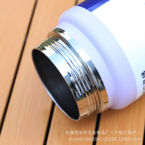 新款簡約高顔值保溫杯大容量可攜式提手杯雙飲雙層真空戶外登山水壺