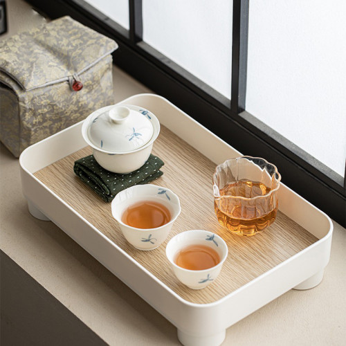 陶物集旅行茶具套組小清新手繪蘭花蓋碗茶杯可攜式套裝戶外茶碗禮品
