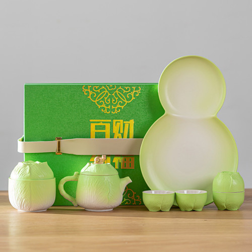 創意功夫茶具套裝家用小型輕奢泡茶壺乾泡茶盤整套會客伴手禮