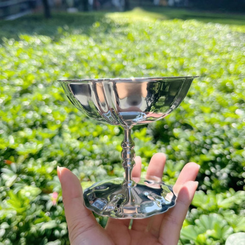 304不鏽鋼雪糕杯甜品杯INS博主同款復古高腳布丁杯冰淇淋杯
