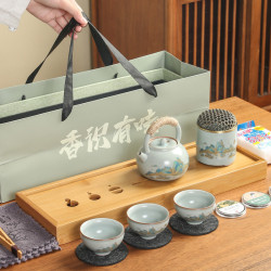 高級汝窰茶具套裝2023新款家用全套小茶台一整套奢華禮品