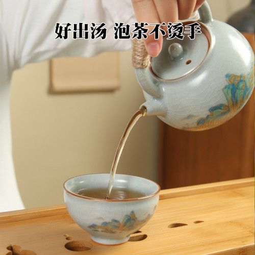 高級汝窰茶具套裝2023新款家用全套小茶台一整套奢華禮品