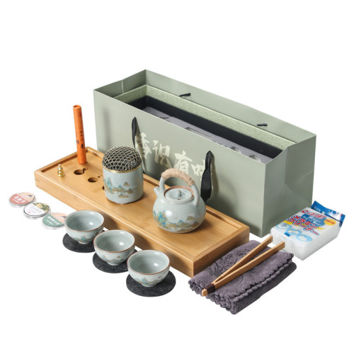 高級汝窰茶具套裝2023新款家用全套小茶台一整套奢華禮品