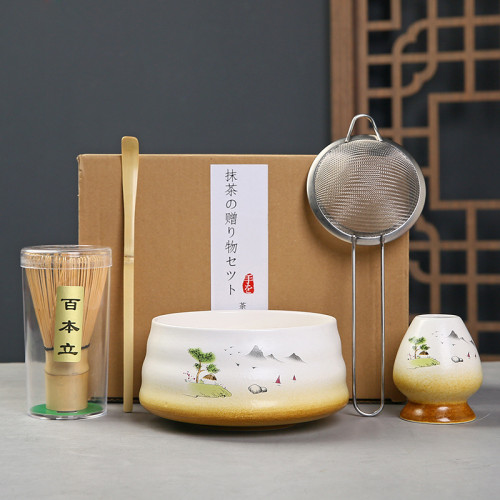 茶筅日式百本立抹茶刷打抹茶工具茶筅立宋代點茶具禮盒套裝抹茶碗