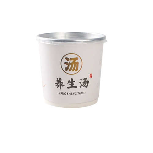燉湯打包盒圓形養生湯一次性湯碗帶蓋紙碗燉盅外賣打包湯盒快餐盒