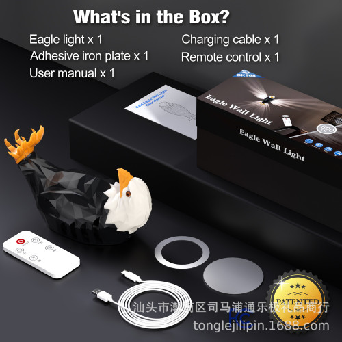 新款黑色老鷹壁燈牆面氛圍燈派對節日禮物裝飾模型新品