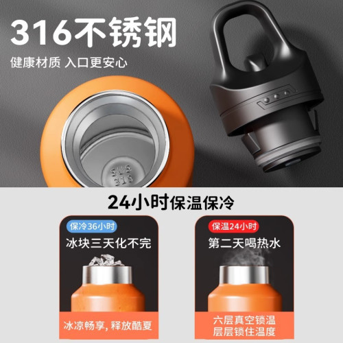 捷安璽一鍵開蓋保溫杯2024新款車用茶杯單手速開水杯男士316杯子
