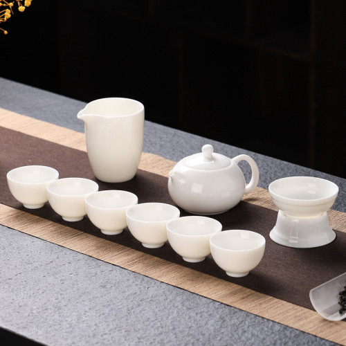 羊脂玉白瓷茶具套裝全套功夫茶壺蓋碗茶杯旅行可攜式禮盒印