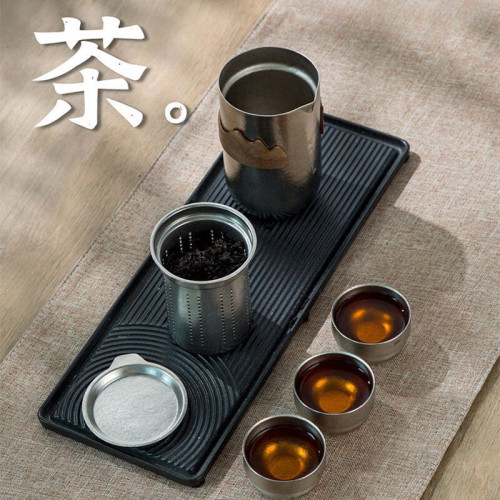 純鈦鷹嘴泡茶器茶具套裝新款可攜式戶外茶水分離快客杯泡茶一壺四杯