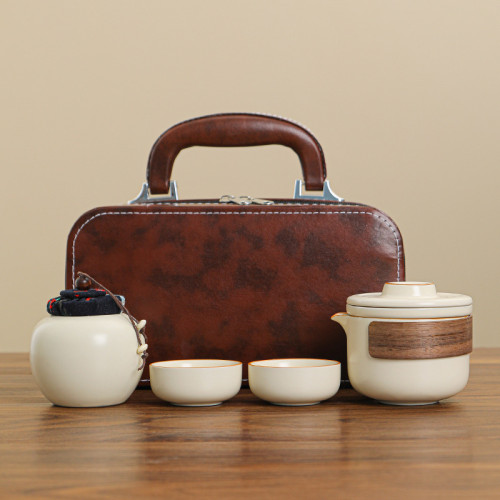 汝窰旅行茶具一壺三杯可攜式戶外陶瓷快客杯套裝商務活動伴手禮品 汝窰旅行茶具一壺三杯可攜式戶外陶瓷快客杯套裝商務活動伴手禮品