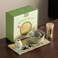 日式抹茶套組五件套陶瓷抹茶碗茶筅立茶勺百本立宋代點茶工具